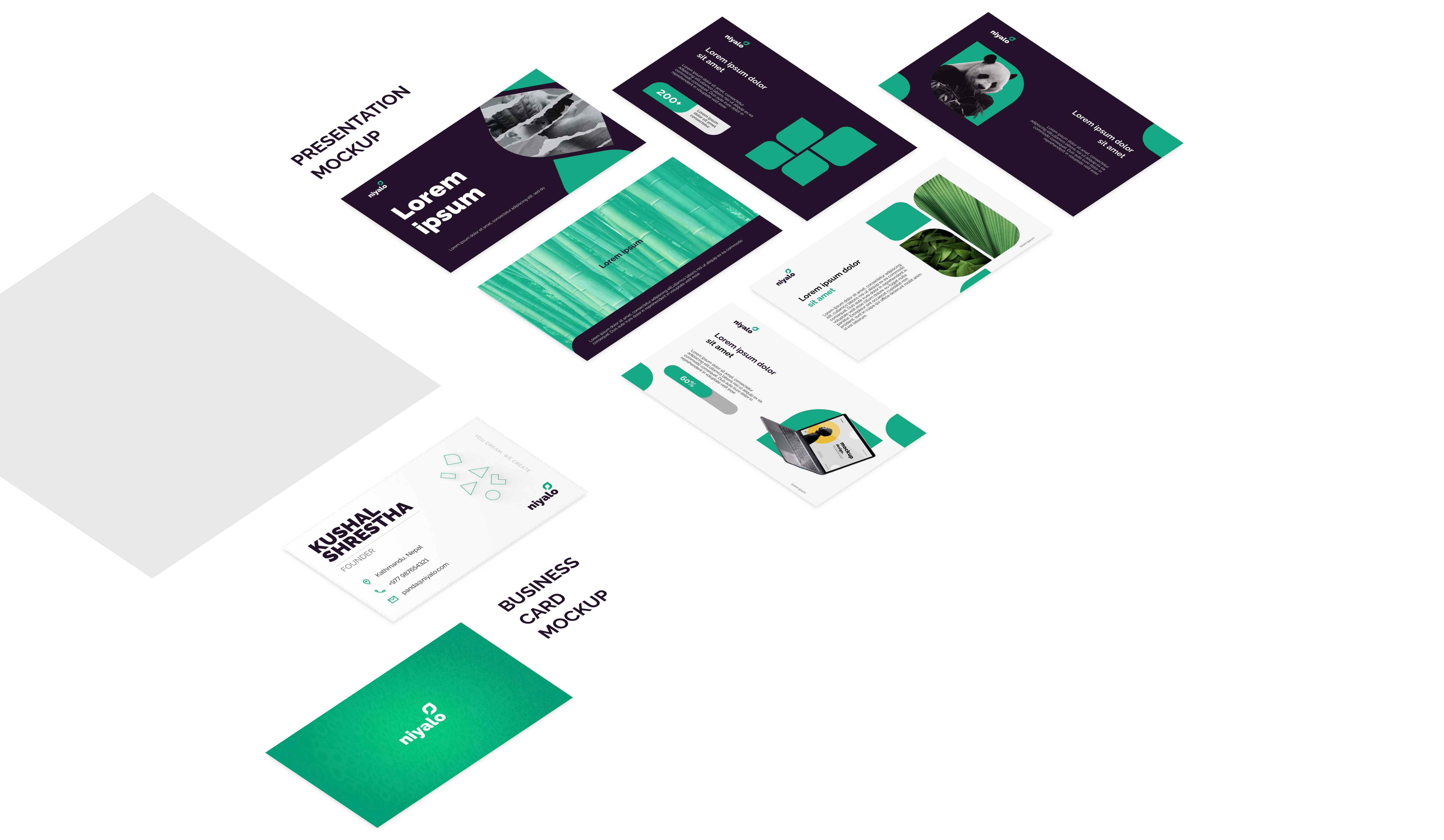 a collection of presentation slide designs for Niyalo